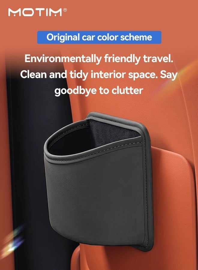 Motim Car Trash Can with Garbage Bag, Mini Leather Car Trash Can Door-Mounted Storage Bin Cup Holder, Suitable for Car Home, Office, Bedroom - Image 4